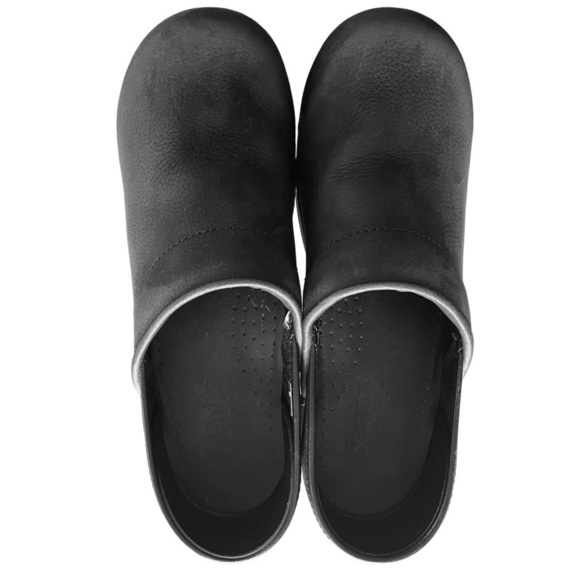 Sanita Original Clogs Black Textured Suede Professional Oiled Leather Size 7.5 - Picture 5 of 7